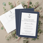 Einfache Nautic Anchor-Hochzeit | Marineblau Dankeskarte (Personalisieren Sie die Kollektion dieses unabhängigen Creators. Test)