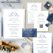 Custom, Chic Monogram Navy Blue Wedding