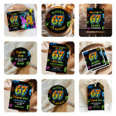 Neon Graffiti Six Seven Kids 7th Birthday Party Einladung