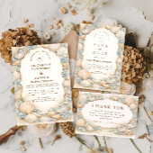 Neutral Beach Wreath Wedding Einladung