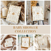Neutrales Beige Gingham Erdnuss-Baby Shower Willko Poster