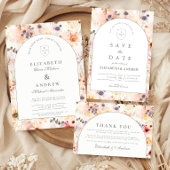 Neutrale Florale Gartenhochzeit Einladung