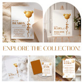 Neutral Gold Teddy Balloon Books for Baby Poster