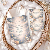 Neutral Space Stars Baby Shower Begleitkarte