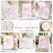 Elegant Pink Bow Baby Shower Runder Aufkleber