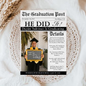 Abschluss Newspaper Einzigartiger Spaß Custom Foto Einladung