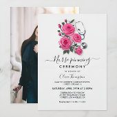 Purple Floral BSN Nursing Graduation Invitation |  Einladung