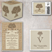 Oak Tree on Burlap Wedding Einladung