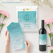 70 und Aquamarin Blue Glitzer & Drink Zitat Flachmann