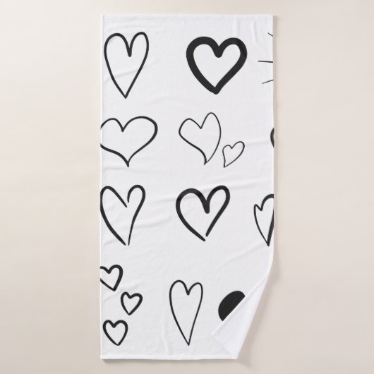 Collection of hand drawn hearts isolated on white badehandtuch (Badehandtuch)