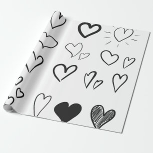 Collection of hand drawn hearts isolated on white geschenkpapier