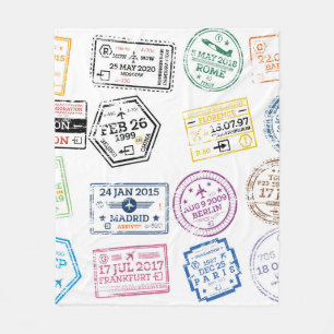 Collection of Passport Stamps Isolated on White. V Fleecedecke