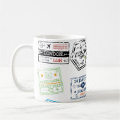 Collection of Passport Stamps Isolated on White. V Kaffeetasse (Links)