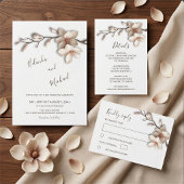 Elfenbein 3D Magnolienblüte Save The Date