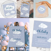 Oh Baby Boy Blue Clouds Sky Stars Baby Shower Einladung