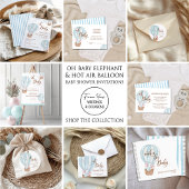 Oh Baby Elephant in Hot Air Balloon Stickers