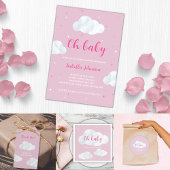 Oh Baby Girl Pink Clouds Sky Stars Baby Dusche Geschenkanhänger