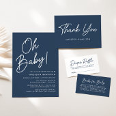 Modern Oh Baby Script Navy Baby Dusche Serviette