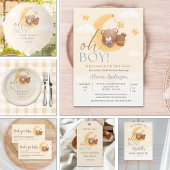 Oh Boy, Teddy Bear Baby shower boy Dankeskarte