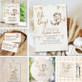 Oh Boy , Cute watercolor bear Baby shower Geschenkanhänger