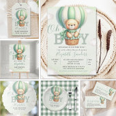 Watercolor Teddy Bear Baby Shower Boy Party Pappteller