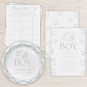 Minimal Blue Boy Baby Shower Diaper Raffle Begleitkarte