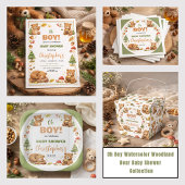 Oh Boy Aquarell Wald Bär Baby Shower Button
