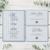 Light Blue Striped Old Money Calligraphy Wedding Save The Date (Personalisiere diese Kollektion eines unabhängigen Creators.)