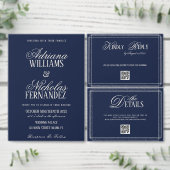 Luxury Navy Blue Monogram Wedding Einladung (Personalisiere diese Kollektion eines unabhängigen Creators.)
