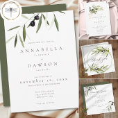Olive Branch Watercolor Elegant Minimalist Wedding Einladung