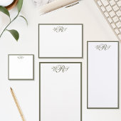 Klassisches Olivgrün Monogramm Briefpapier