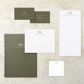 Olivgrün Einfach Elegant Modernes Monogramm Post-it Klebezettel