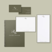 Elegantes Oliven Grün Monogramm Zwei Rahmen Notizblock