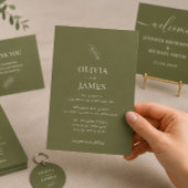 Olive-Grünes-Baumwoll-Blumen-Boho-beige-Dankeschön Einladung