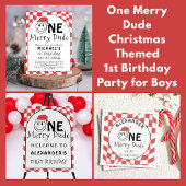 Red One Happy Typ Weihnachten 1. Geburtstag Einladung