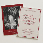 Modern Deep Red Wedding Details Qr Code Begleitkarte