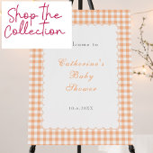 Oranges Gingham-Klassiker Baby Shower Gästebuch