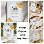 Orange Gingham Zitrus-Baby-Party Pappteller