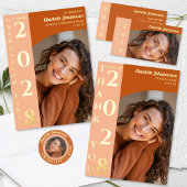 Orange Modern Photo Graduation Party Gold Foil Gue Gästebuch