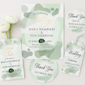 Bio Greenery Geometric Abstrakt Wedding Dankeskarte
