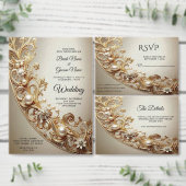 Ornate Gold Flourish Wedding Invitation Einladung (Personalisiere diese Kollektion eines unabhängigen Creators.)