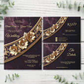 Dekoratives Goldenes Florales Hochzeitsprogramm Programm (Personalisiere diese Kollektion eines unabhängigen Creators.)