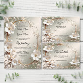 Verziertes weißes Blumenrahmen-Hochzeitsprogramm Programm (Personalisiere diese Kollektion eines unabhängigen Creators.)