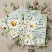 Elegantes White Daisy Foto QR Code Wedding Pergament Einladungen (Personalisieren Sie die Kollektion dieses unabhängigen Creators. Test)