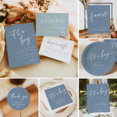 Dusty Blue Baby Dusche Round Sticker Moderner Jung