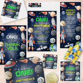 Outer Space First Birthday Menu Menükarte