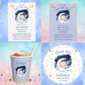 Teddy Bear Gold Stars über der Mond Baby Dusche Pappteller