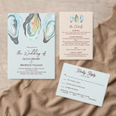 Watercolor Oyster Coastal Seaside Wedding Schaumweinetikett (Personalisiere diese Kollektion eines unabhängigen Creators.)
