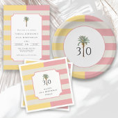Palm Beach Stripe Tropical 30th Birthday Thank You Dankeskarte