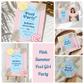 Sommer-Poolparty Rosa Mädchen Geburtstag Banner